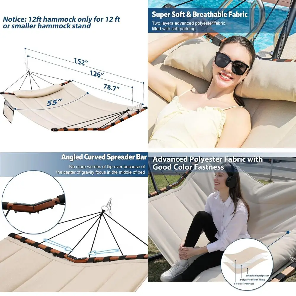 12T 2 Person Hammock Large Hammock 450LB acity with V Shaped Hardwood Spreader Bar & Nylon Rope or Outside, Patio, Garden, Backy
12T 2 Person Hammock Large Hammock 450LB acity with V Shaped Hardwood Spreader Bar & Nylon Rope or Outside, Patio, Garden, Backy