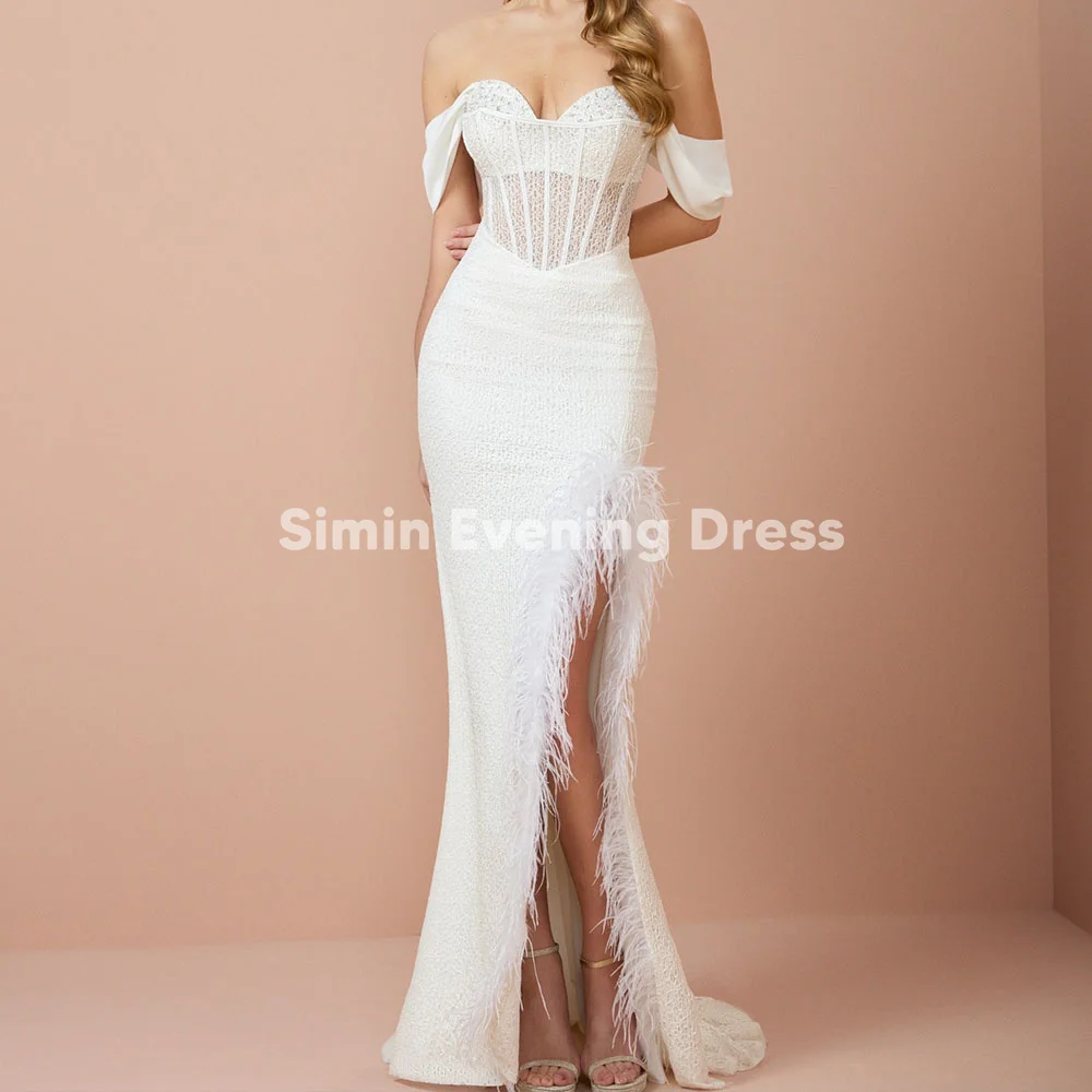 Simin Women's Sweetheart Beaded Split Fur Mermaid Floor-Length Evening Dresses With Short Sleeves Elegant Party Dresses 2025
Simin Women's Sweetheart Beaded Split Fur Mermaid Floor-Length Evening Dresses With Short Sleeves Elegant Party Dresses 2025