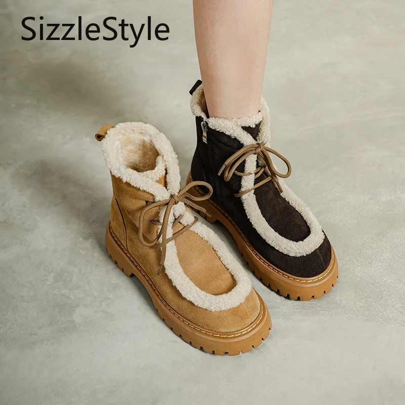 Stylish Suede Minimalist Patchwork Crisscross Lace-up Design, Comfortable Chunky Heel Women's Short Snow Boots
Stylish Suede Minimalist Patchwork Crisscross Lace-up Design, Comfortable Chunky Heel Women's Short Snow Boots