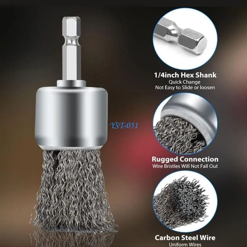 E15A 6Pcs Drill Wire Brush Set Pen Brush Wheel Brush Cup Brush for Drill Metal Wire Brush with 1/4inch Shank Handling
E15A 6Pcs Drill Wire Brush Set Pen Brush Wheel Brush Cup Brush for Drill Metal Wire Brush with 1/4inch Shank Handling