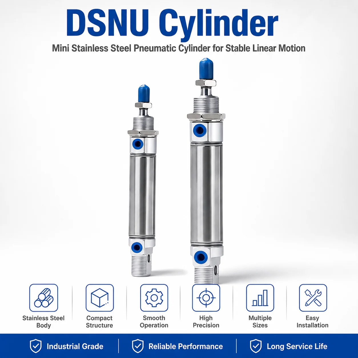 DSNU Pneumatic Cylinder Stainless Steel Mini Air Cylinder Double Acting Round Cylinder DSNU12/16/20/25/32/40 Bore 10-300mm-P-A
DSNU Pneumatic Cylinder Stainless Steel Mini Air Cylinder Double Acting Round Cylinder DSNU12/16/20/25/32/40 Bore 10-300mm-P-A
