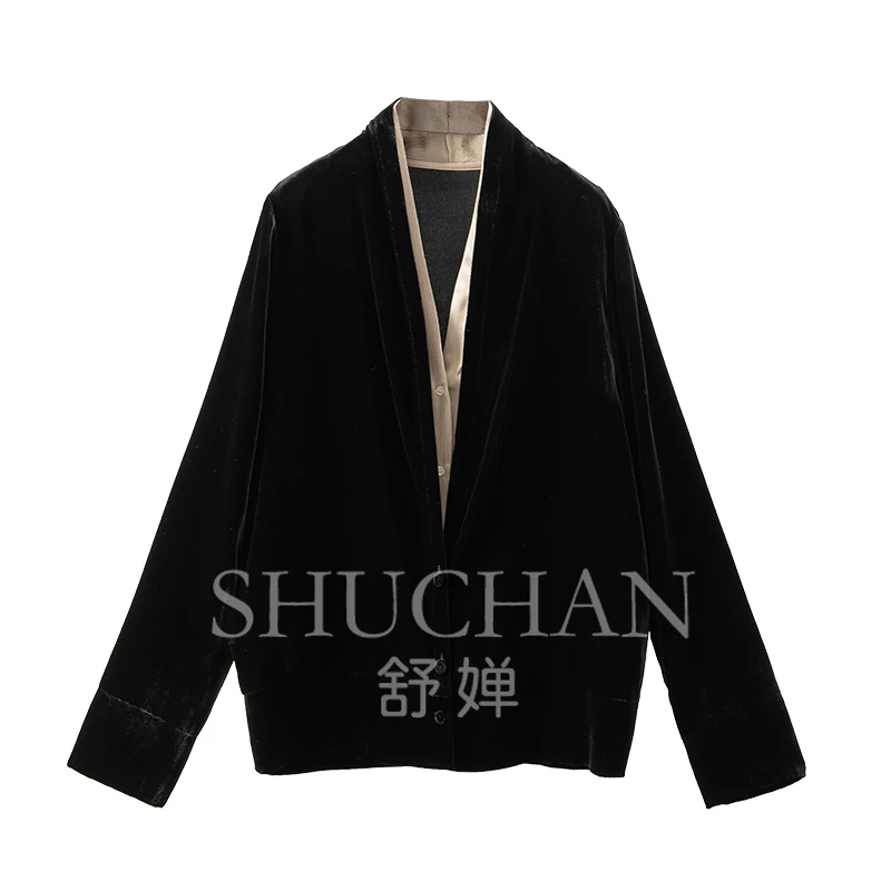Light Luxury Silk Velvet Patchwork Fake Two-piece V-neck Jacket Women 1W69 Casaco Feminino De Inverno Super Quente
Light Luxury Silk Velvet Patchwork Fake Two-piece V-neck Jacket Women 1W69 Casaco Feminino De Inverno Super Quente