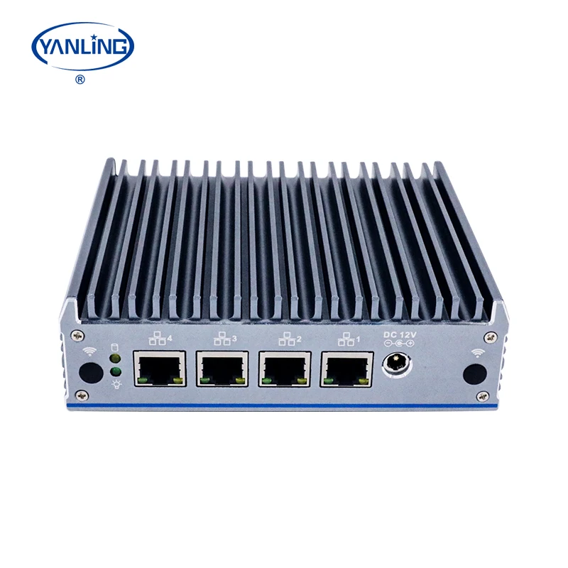 Cheaper J4125 Barebone System Firewall Server Router Computer 4gb Ram Fanless 4 Nic Mini Pc Pfsense For Vpn