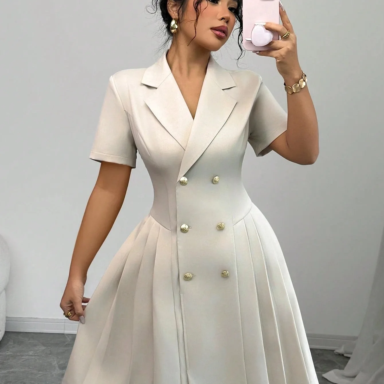 Womens Dress Tailored Structured Midi-Length Dress Vintage Sophisticated Aline Dresses Casual Office Waist-Defining Dress
Womens Dress Tailored Structured Midi-Length Dress Vintage Sophisticated Aline Dresses Casual Office Waist-Defining Dress