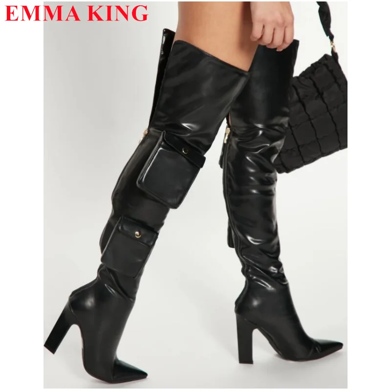 Black Pocket Thigh High Boots For Women Fashion Pointed Toe Chunky Heels Over The Knee Boots Back Zipper Shoes Botas Mujer 2023
Black Pocket Thigh High Boots For Women Fashion Pointed Toe Chunky Heels Over The Knee Boots Back Zipper Shoes Botas Mujer 2023