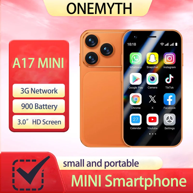 ONEMYTH 3.0" Mini Pocket Smartphone, 3G Dual SIM Android Unlocked Phone, Support Google Play Store
ONEMYTH 3.0" Mini Pocket Smartphone, 3G Dual SIM Android Unlocked Phone, Support Google Play Store