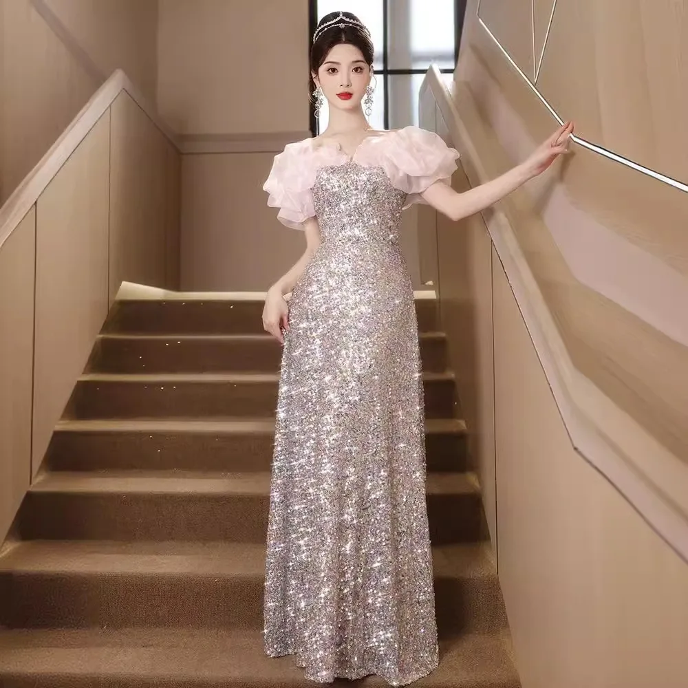 Temperament Pleated Off Shoulder Evening Dress Light Luxury Sequin Quinceanera Dresses Classic A-line Slim Fit Long Party Gown
Temperament Pleated Off Shoulder Evening Dress Light Luxury Sequin Quinceanera Dresses Classic A-line Slim Fit Long Party Gown