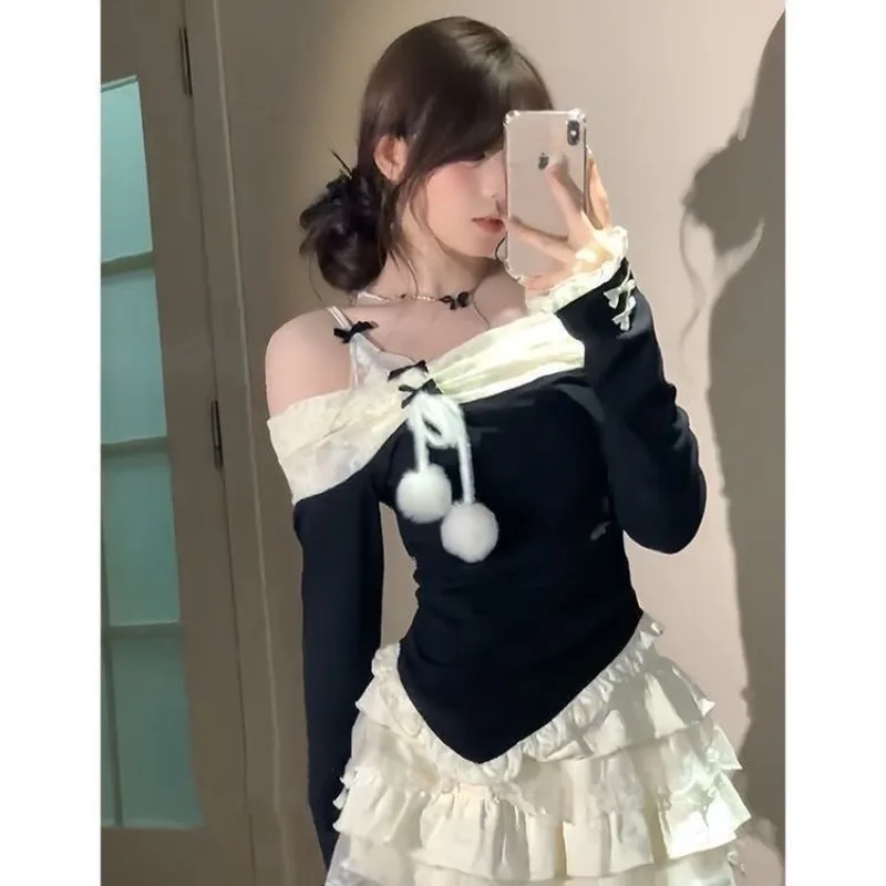 2025 New Fashion Sweet Two Piece Set Women One Off Shoulder Top + Lace Cake Skirt Japanese Kawaii Fairy Hot Chick Harajuku Suits
2025 New Fashion Sweet Two Piece Set Women One Off Shoulder Top + Lace Cake Skirt Japanese Kawaii Fairy Hot Chick Harajuku Suits