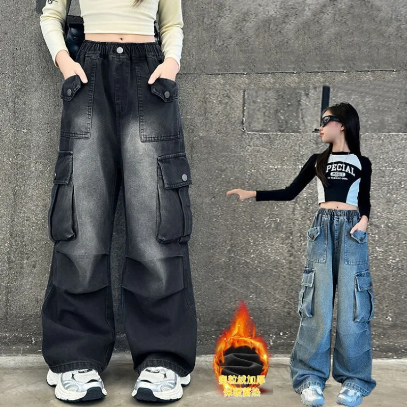 2025 Children's Winter Warm Velvet Cargo Jeans for Girls Thicken Fleece-Lined Denim Pants Kids Thermal Street Trousers For Teens
2025 Children's Winter Warm Velvet Cargo Jeans for Girls Thicken Fleece-Lined Denim Pants Kids Thermal Street Trousers For Teens