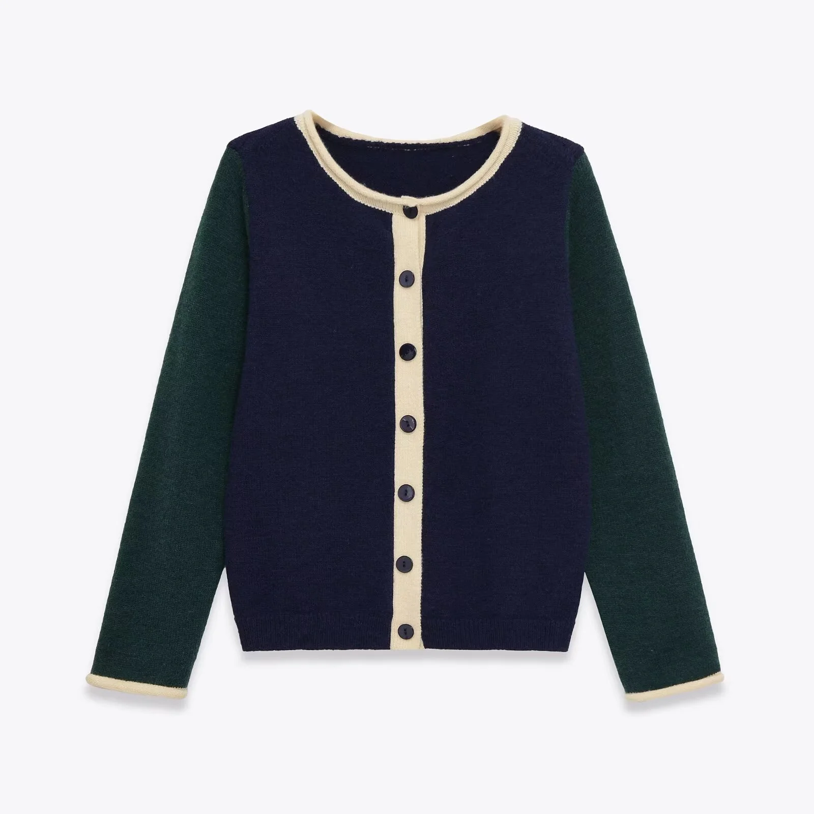 2025 autumn new women's clothing sweet and fashionable lazy contrasting color round neck long sleeved knitted cardigan jacket
2025 autumn new women's clothing sweet and fashionable lazy contrasting color round neck long sleeved knitted cardigan jacket