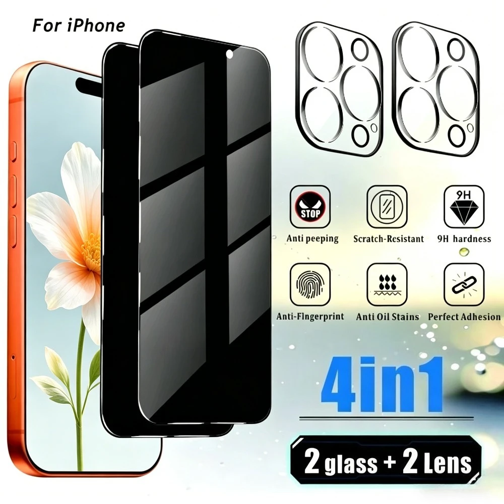 2Pcs Anti Spy Full Screen Protector for iPhone 17 16 15 Pro Max 17e 16e Air 14 13 12 Pro 15 14 Plus With 2Pcs Camera Lens Glass
2Pcs Anti Spy Full Screen Protector for iPhone 17 16 15 Pro Max 17e 16e Air 14 13 12 Pro 15 14 Plus With 2Pcs Camera Lens Glass