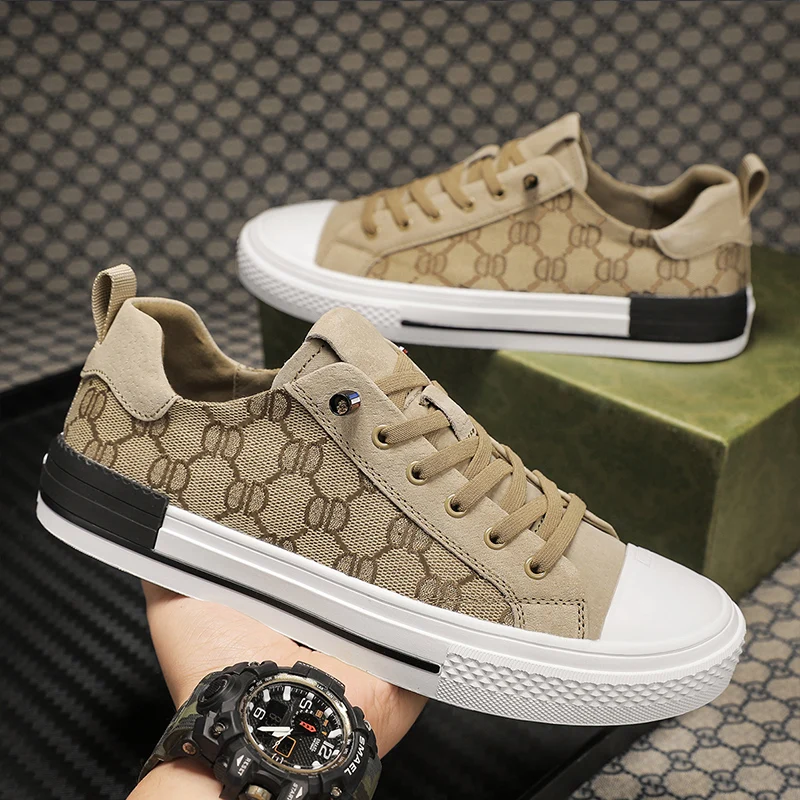 Brand Khaki Trend Shoes Men Canvas Sneakers Low Cut Casual Skateboarding Shoes Man Comfortable Lace-Up Vulcanize Shoes For Men
Brand Khaki Trend Shoes Men Canvas Sneakers Low Cut Casual Skateboarding Shoes Man Comfortable Lace-Up Vulcanize Shoes For Men