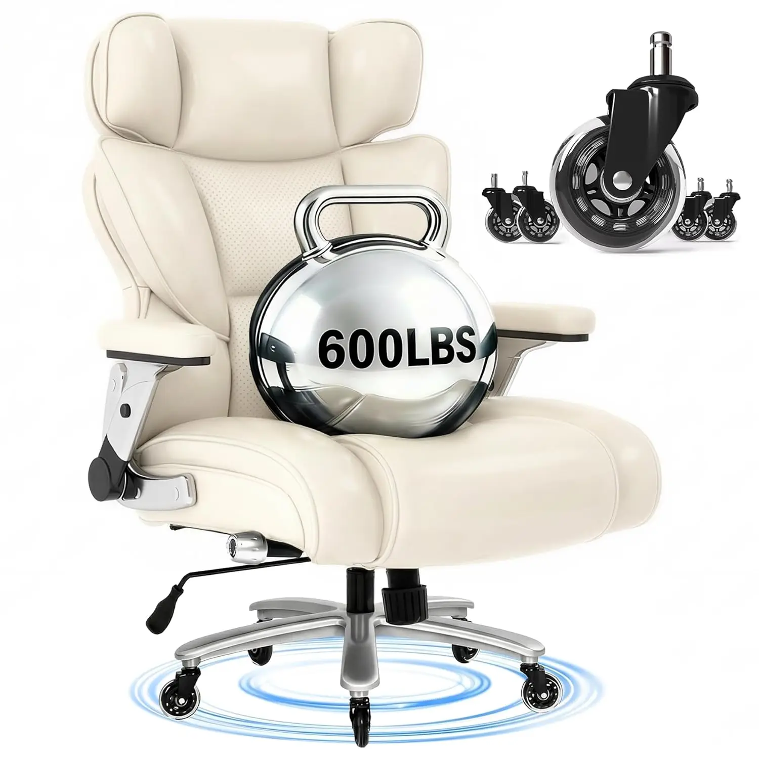 600lbs Big Tall Office Chair Heavy Duty Dynamic Lumbar Support 2D Armrest Blade Wheels Leather Beige, Customized
600lbs Big Tall Office Chair Heavy Duty Dynamic Lumbar Support 2D Armrest Blade Wheels Leather Beige, Customized