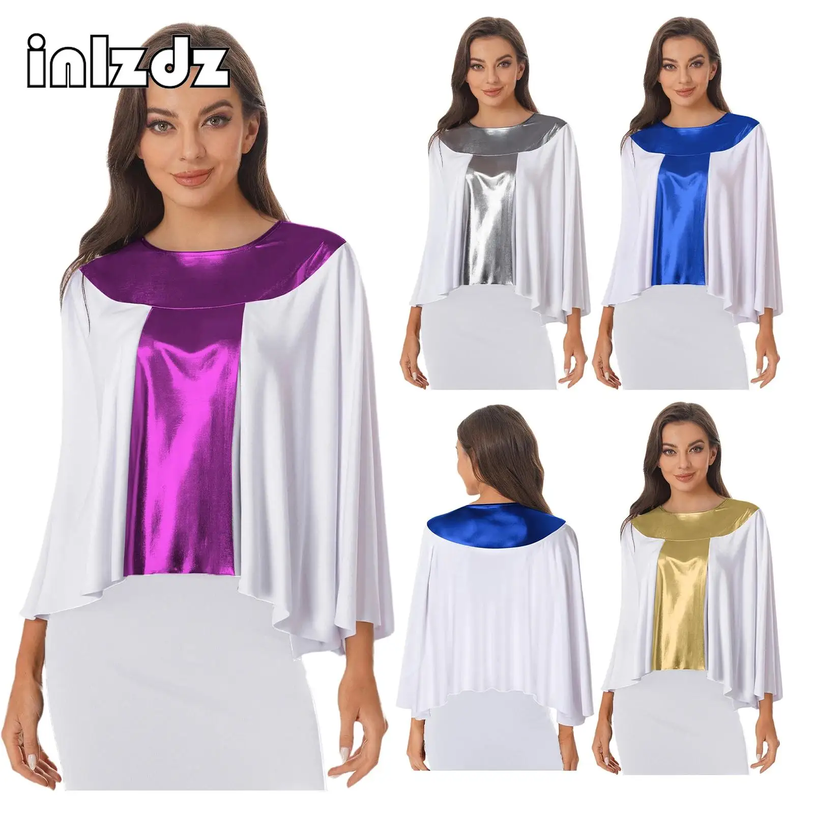 Women's Liturgical Worship Dance Cape Metallic Shiny Pullover Cloak Overlay Dance Top Praise Dance Church Choir Performance Wear
Women's Liturgical Worship Dance Cape Metallic Shiny Pullover Cloak Overlay Dance Top Praise Dance Church Choir Performance Wear