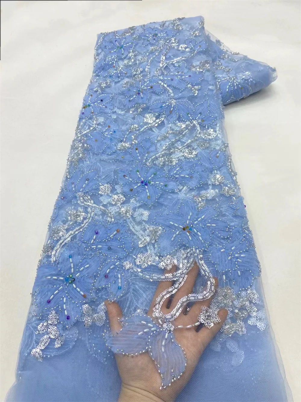 Luxury Beaded Lace High Quality Fabrics 2024 Nigerian Fabric Sky Blue French Lace Fabric Nice Wedding Dresses For Woman Wp426-3
Luxury Beaded Lace High Quality Fabrics 2024 Nigerian Fabric Sky Blue French Lace Fabric Nice Wedding Dresses For Woman Wp426-3