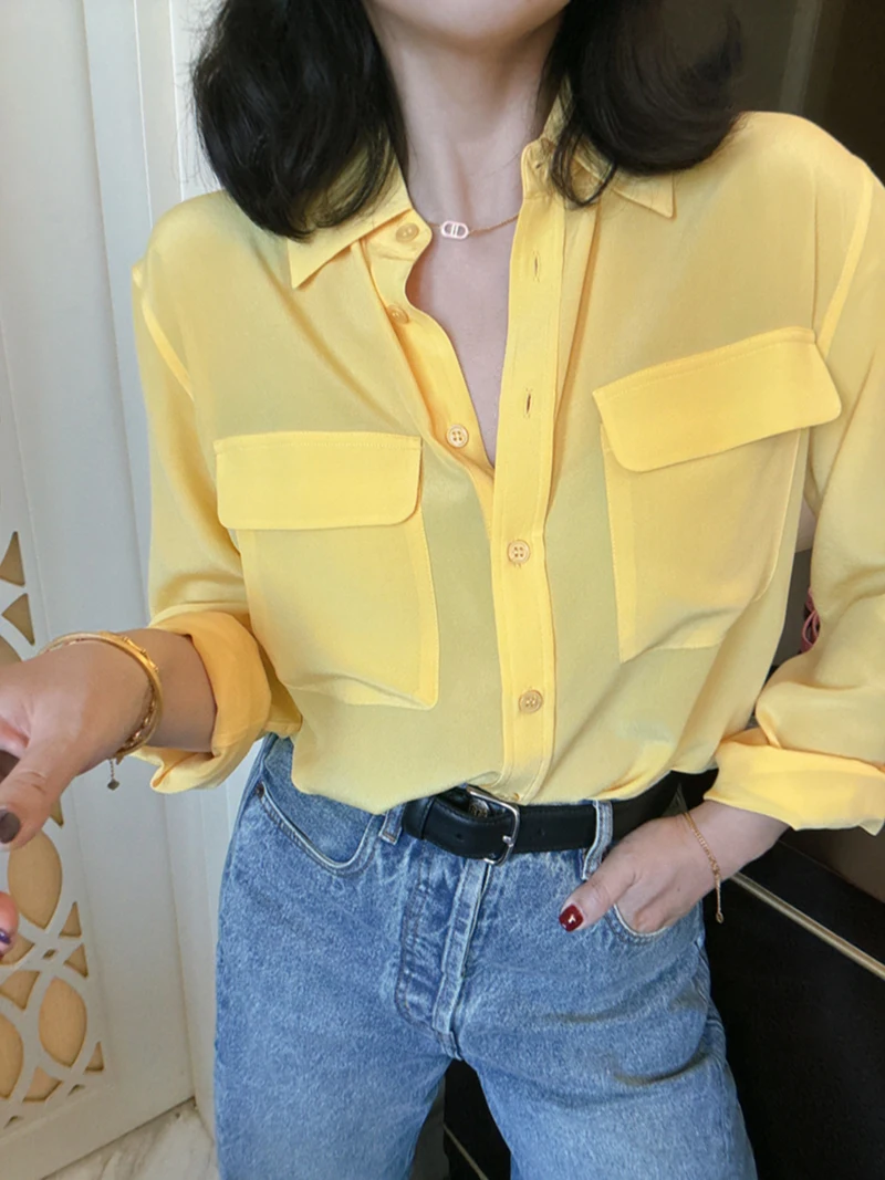 Classic Double ket Sand Wa Silk Long Sve irt Soft Dra White Cheese Yellow New Colors Commute Sle
Classic Double ket Sand Wa Silk Long Sve irt Soft Dra White Cheese Yellow New Colors Commute Sle