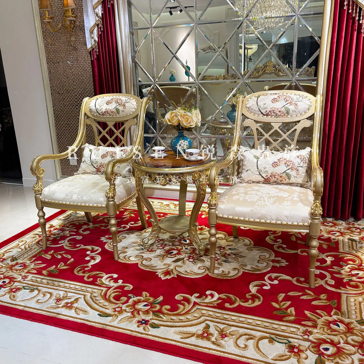 European luxury fabric sofa chair modeling chair balcony engraved recliner embroidered chair
European luxury fabric sofa chair modeling chair balcony engraved recliner embroidered chair