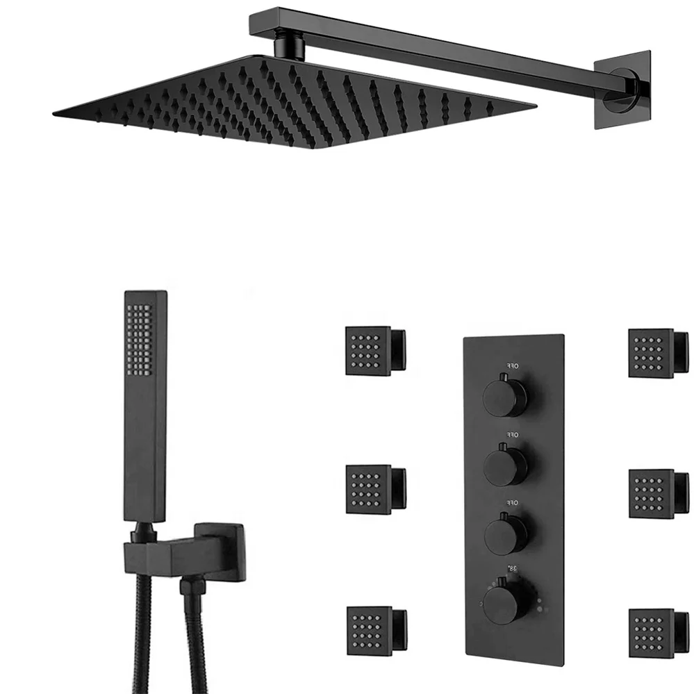 In Wall Modern Hot Sales Matt Black Finished Bathroom Brass Concealed Shower Mixer With ABS Hand Shower
In Wall Modern Hot Sales Matt Black Finished Bathroom Brass Concealed Shower Mixer With ABS Hand Shower