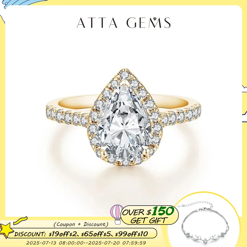 ATTAGEMS Pear Cut 2.0CT D Color VVS1 Luxury Moissanite Ring 925 Sterling Silver Pure 18K 14K 10K Gold Engagement Ring for Women
ATTAGEMS Pear Cut 2.0CT D Color VVS1 Luxury Moissanite Ring 925 Sterling Silver Pure 18K 14K 10K Gold Engagement Ring for Women