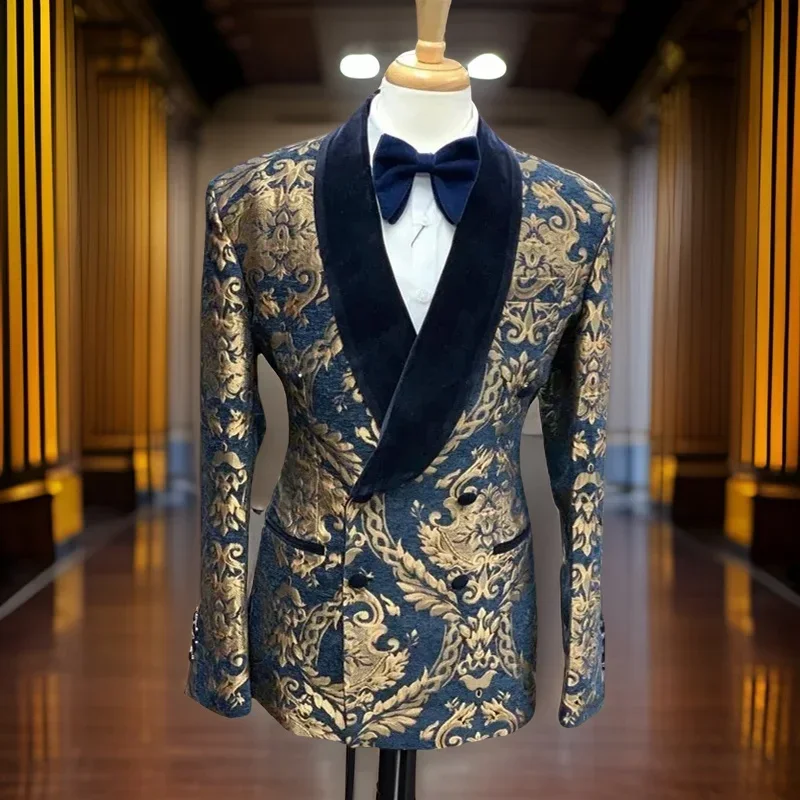 Floral Slim Fit Blazer For Men Suit 1 Pc Smoking Wedding Jacket with Velvet Shawl Lapel Double Breasted Male Fashion Coat 2025
Floral Slim Fit Blazer For Men Suit 1 Pc Smoking Wedding Jacket with Velvet Shawl Lapel Double Breasted Male Fashion Coat 2025