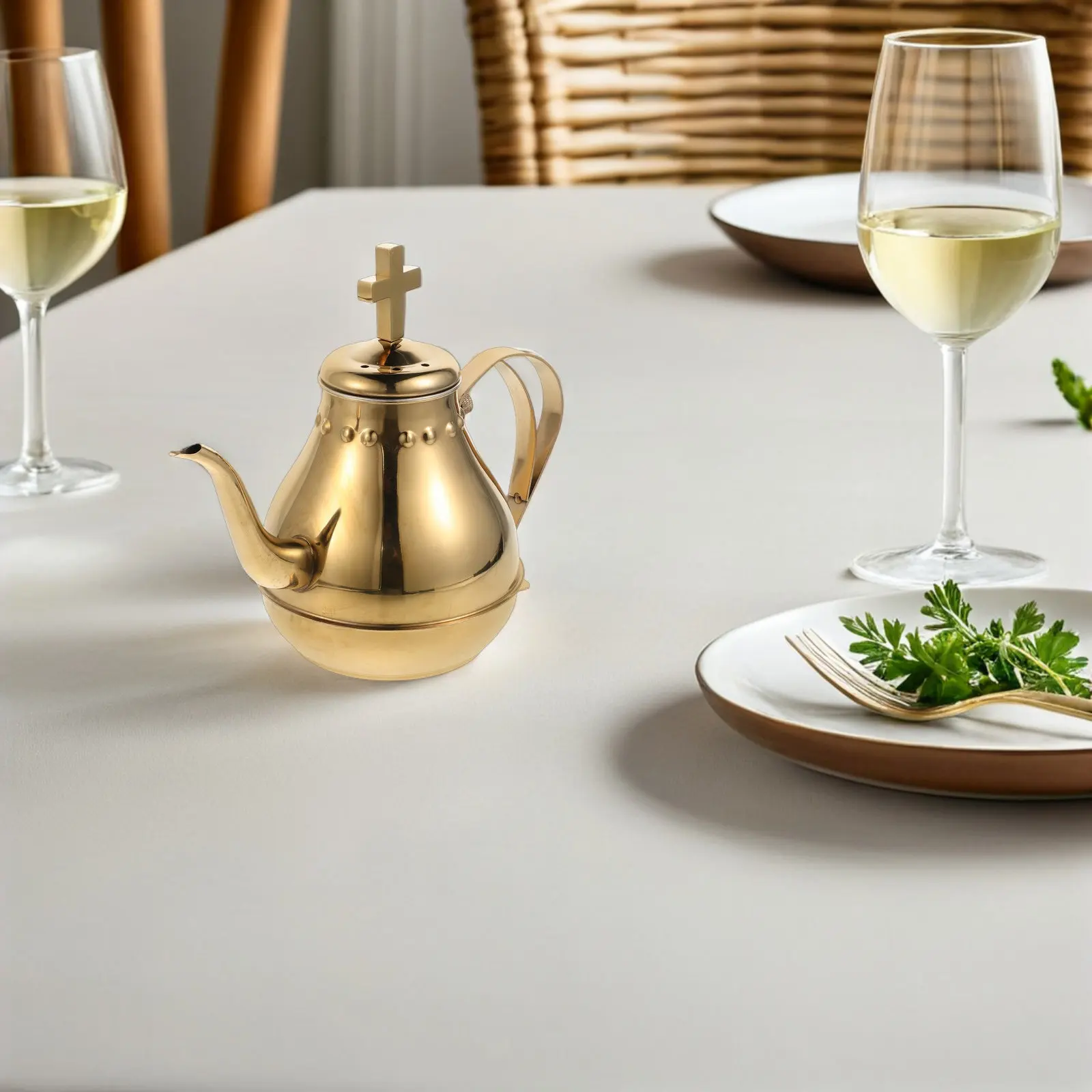 Stainless Steel Communion Pot Elegant Cross Design Portable Gooseneck Teapot for Religious Ceremonies First Communion Wine Pot
Stainless Steel Communion Pot Elegant Cross Design Portable Gooseneck Teapot for Religious Ceremonies First Communion Wine Pot