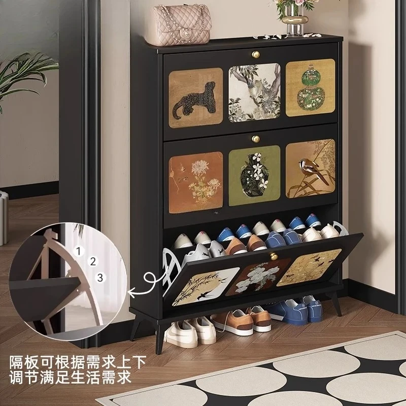 Medieval household entrance shoe cabinet storage cabinet integrated against the wall shoe rack
Medieval household entrance shoe cabinet storage cabinet integrated against the wall shoe rack