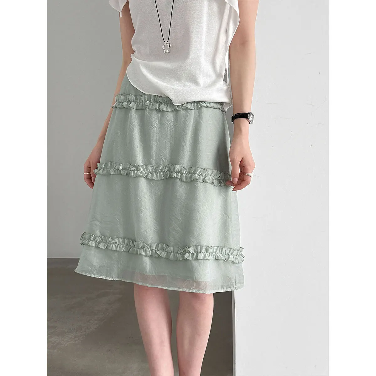 Ruffle Cake Skirt For Women, Summer 2026, High-waisted A-line Tulle Skirt
Ruffle Cake Skirt For Women, Summer 2026, High-waisted A-line Tulle Skirt