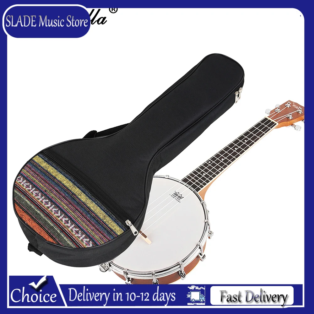 4-String Banjo Gig Bag Concert Ethnic Style Plus Cotton Carrying Bag Case Banjo Ukulele Backpack Instrument Accessories