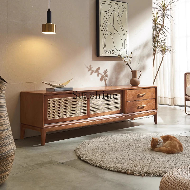 Solid wood rattan living room small apartment simple homestay creative storage cabinet
Solid wood rattan living room small apartment simple homestay creative storage cabinet
