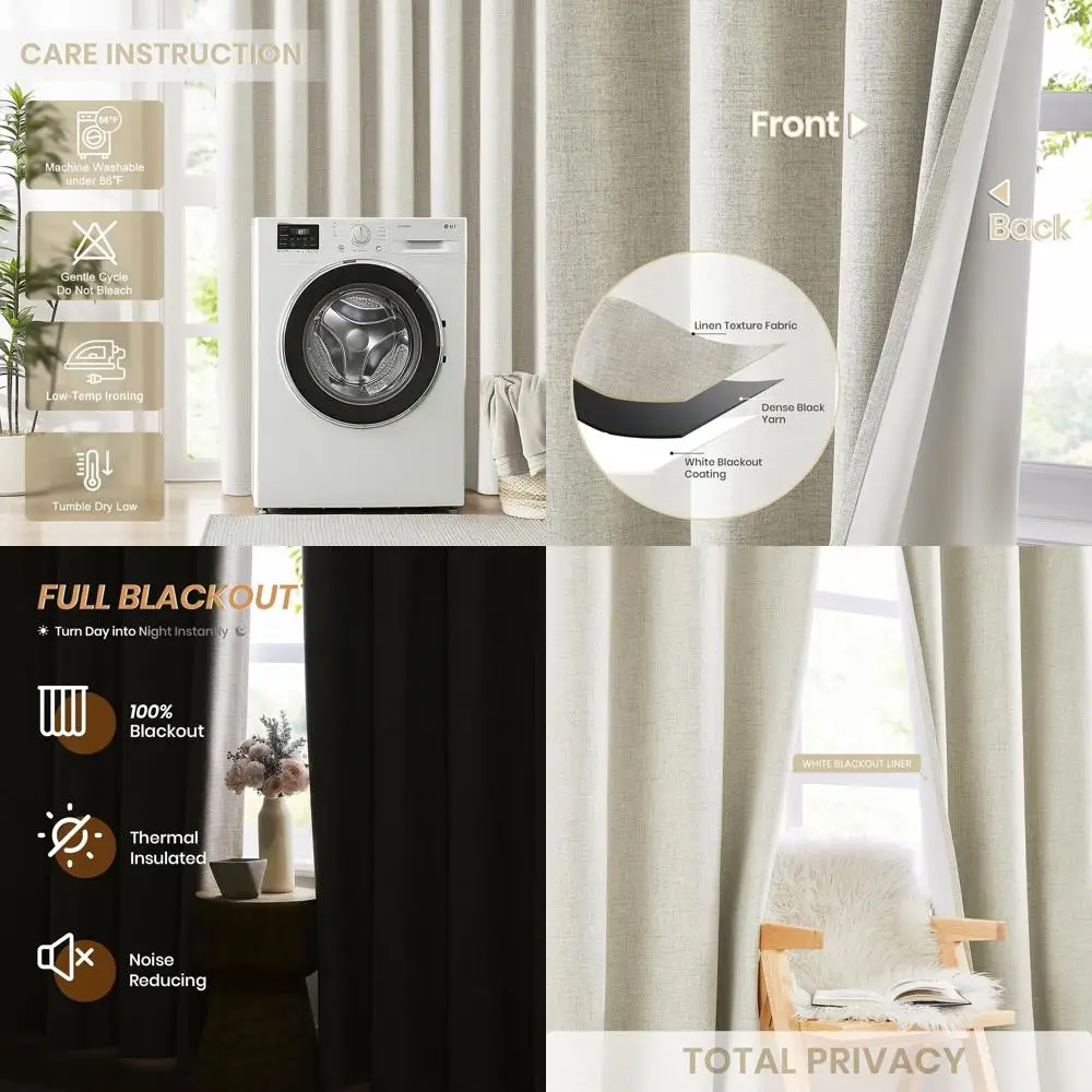 Thermal Insulated Blackout Curtain for Patio, Wide Lined Grommet Panel, 100x84, Farmhouse Style
Thermal Insulated Blackout Curtain for Patio, Wide Lined Grommet Panel, 100x84, Farmhouse Style