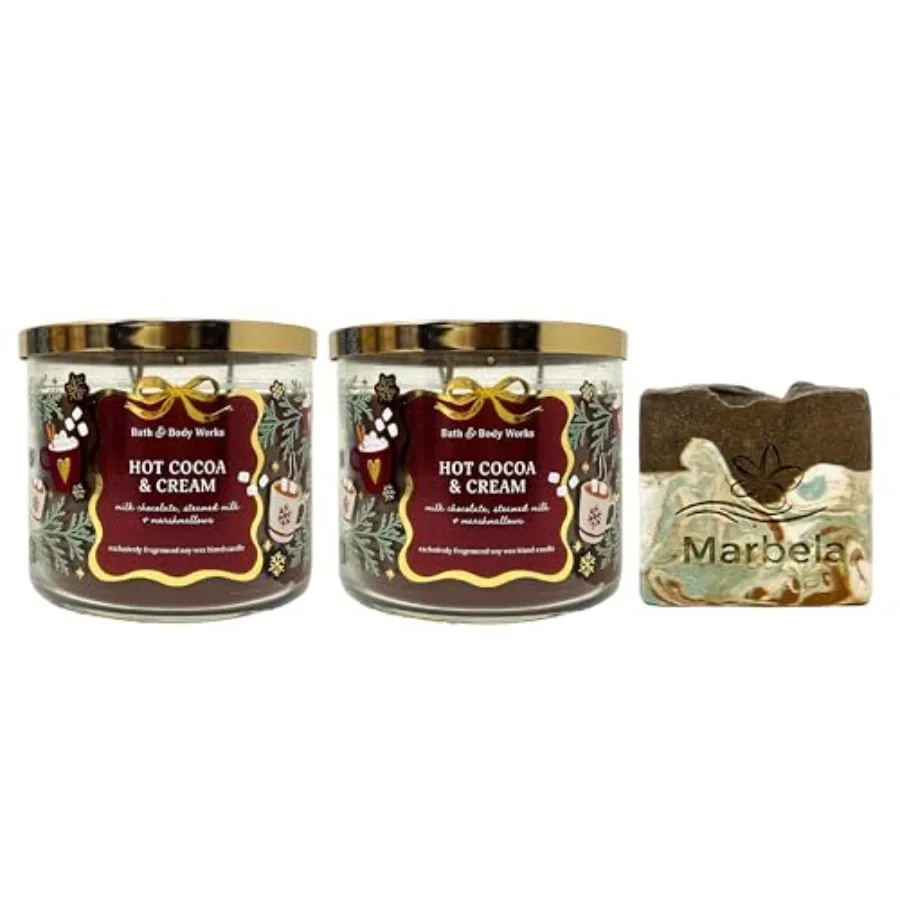 Hot Cocoa Cream 2 Piece 3-Wick Scented Candle Set with Cabin Spice Bar Soap for living room, soy wax, cream and brown, long-las
Hot Cocoa Cream 2 Piece 3-Wick Scented Candle Set with Cabin Spice Bar Soap for living room, soy wax, cream and brown, long-las