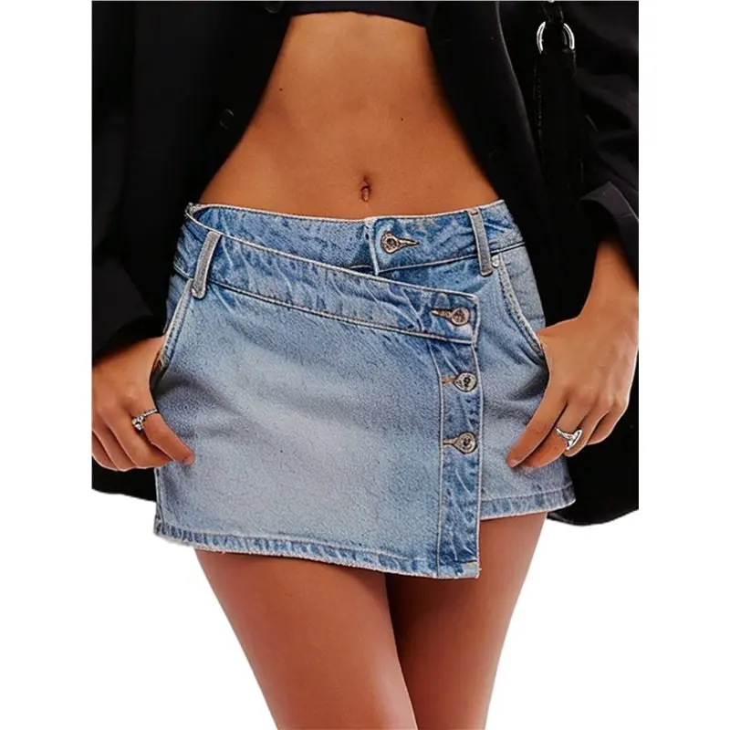 Женские джинсовые шорты-юбка CYL с высокой талией, на пуговицах, с асимметричным подолом
Женские джинсовые шорты-юбка CYL с высокой талией, на пуговицах, с асимметричным подолом