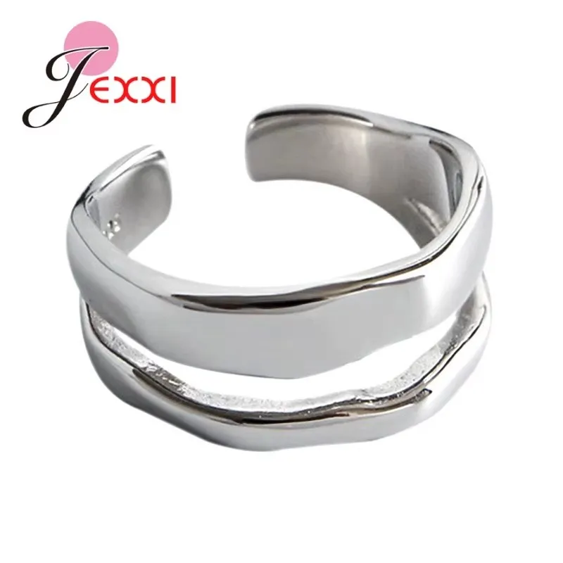 925 Sterling Silver Double Layered Wide Open Rings Irregular Adjustable Wire Ring for Women Handmade Minimalist Jewelry
925 Sterling Silver Double Layered Wide Open Rings Irregular Adjustable Wire Ring for Women Handmade Minimalist Jewelry