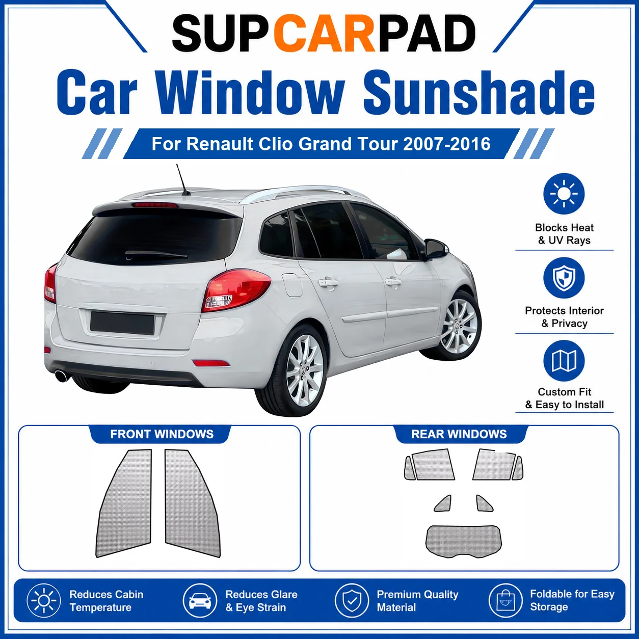 For Renault - Renault Clio Grand Tour 2007-2016 Full Set Car Window Sunshades UV Block Privacy Heat Insulated Foldable Car Curta
For Renault - Renault Clio Grand Tour 2007-2016 Full Set Car Window Sunshades UV Block Privacy Heat Insulated Foldable Car Curta