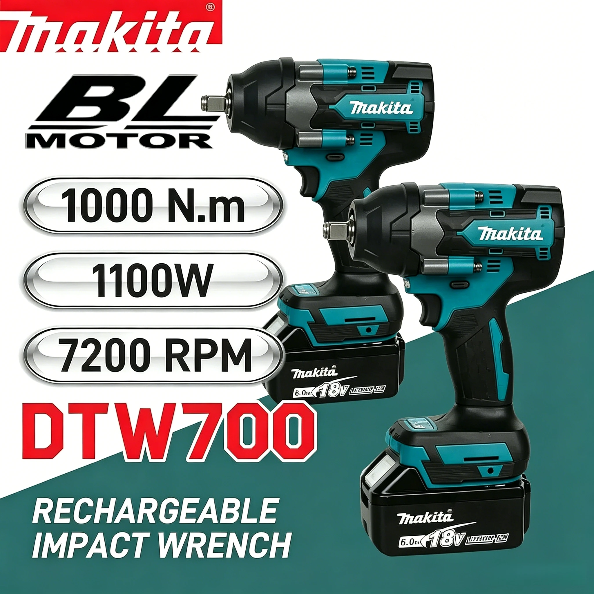 100% Makita DTW700 Cordless Impact Wrench 18V Brushless Motor 1000Nm Variable Speed Electric Wrench High Effieiency Durable
100% Makita DTW700 Cordless Impact Wrench 18V Brushless Motor 1000Nm Variable Speed Electric Wrench High Effieiency Durable