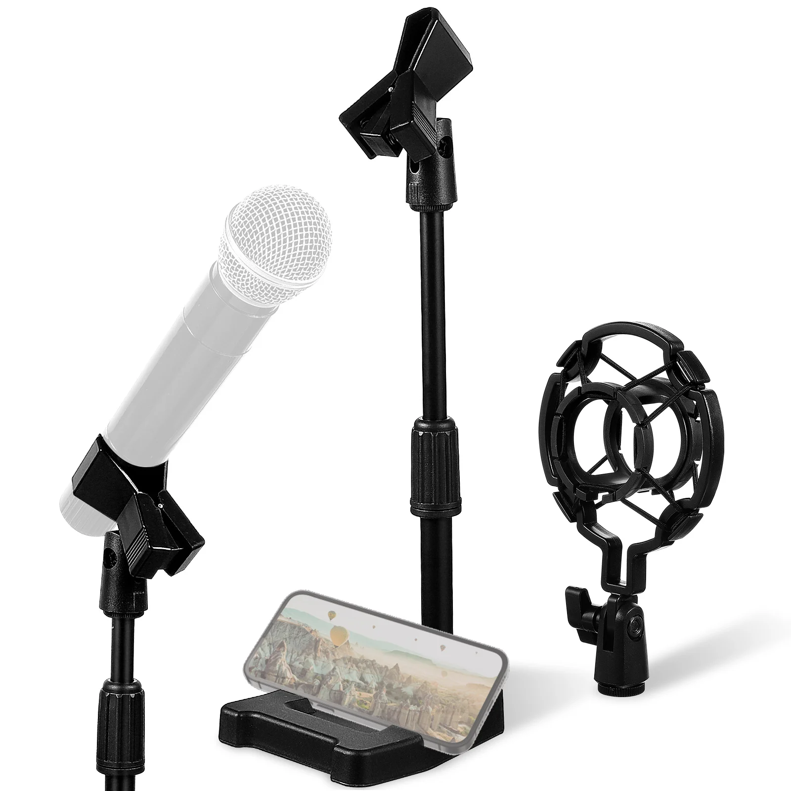 Table Mic Stand with Weighted Base Adjustable Microphone Rack with Mic Fixed Clip and Shock Mount Holder
Table Mic Stand with Weighted Base Adjustable Microphone Rack with Mic Fixed Clip and Shock Mount Holder