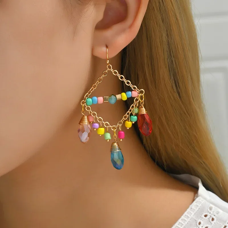 Rice bead earrings Tassel Water drop Originality Colour Triangle Hand knitting Bohemia Alloy Fashion Simple Beaded earrings
Rice bead earrings Tassel Water drop Originality Colour Triangle Hand knitting Bohemia Alloy Fashion Simple Beaded earrings