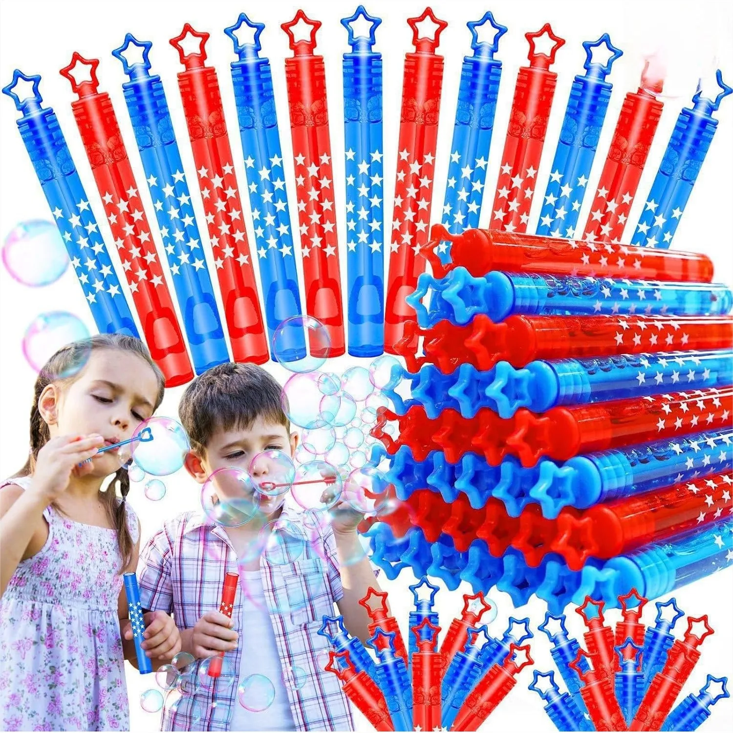 100 Pack 4th of July Party Favors Mini Bubble Wands, Patriotic Red White Blue Star Bubbles for Kids Birthday Gift, Independence
100 Pack 4th of July Party Favors Mini Bubble Wands, Patriotic Red White Blue Star Bubbles for Kids Birthday Gift, Independence
