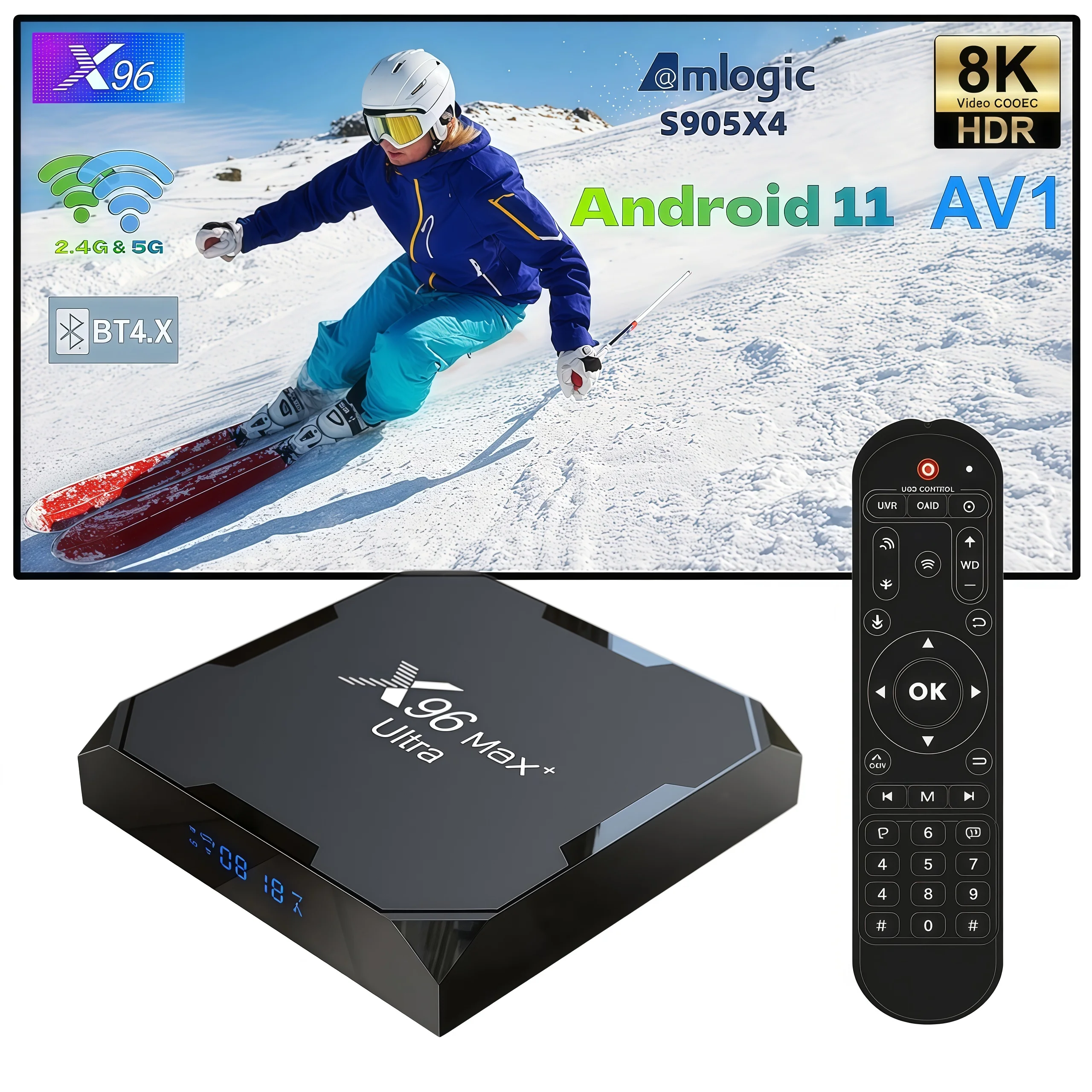X96 Max+Ultra Android 11 TV Box Amlogic S905X4 Quad Core 4GB 64GB AV1 8K Video Dual WiFi BT 4.0 USB 3.0 Media Player IPTV
X96 Max+Ultra Android 11 TV Box Amlogic S905X4 Quad Core 4GB 64GB AV1 8K Video Dual WiFi BT 4.0 USB 3.0 Media Player IPTV