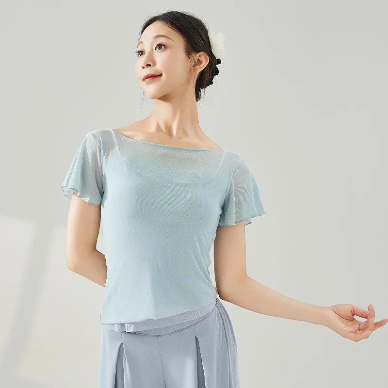 Women Modern Dance Wear Solid-color Mesh Long-sleeved or Short-sleeved Female Dance Tops Patchwork Adult Training Dancewear
Women Modern Dance Wear Solid-color Mesh Long-sleeved or Short-sleeved Female Dance Tops Patchwork Adult Training Dancewear