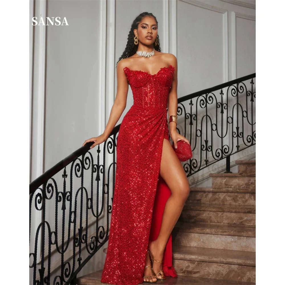 Sansa Red Sequin Off Shoulder Prom Dresses Side High Split Customized فساتين سهرات Mermaid Sweep Train vestidos de novia
Sansa Red Sequin Off Shoulder Prom Dresses Side High Split Customized فساتين سهرات Mermaid Sweep Train vestidos de novia