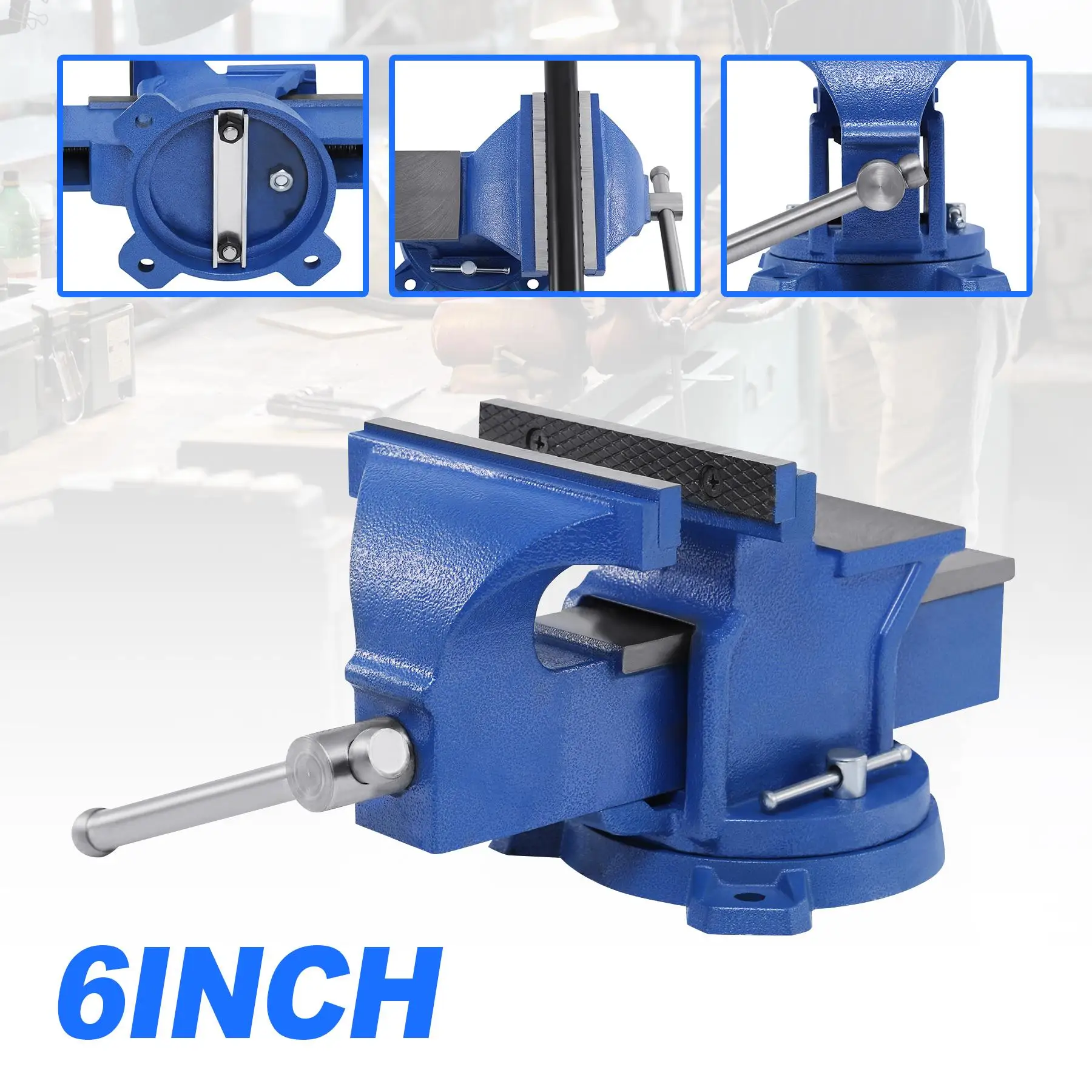 6" Mechanic Bench Vise Table Top Clamp Press Locking Swivel Base Heavy Duty Bench Clamping Lock Vise Precision Hardened Metal
6" Mechanic Bench Vise Table Top Clamp Press Locking Swivel Base Heavy Duty Bench Clamping Lock Vise Precision Hardened Metal
