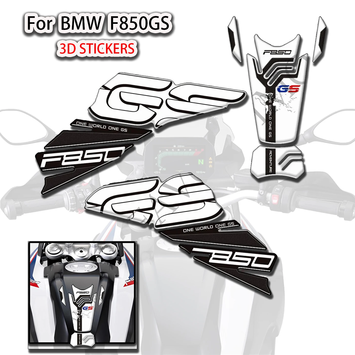 ADHESIVE F850GS Fit BMW Motorcycle Decals Adventure Tank Pad Grips Stickers Protection Gas Fuel Oil Kit Knee 2019-2023
ADHESIVE F850GS Fit BMW Motorcycle Decals Adventure Tank Pad Grips Stickers Protection Gas Fuel Oil Kit Knee 2019-2023