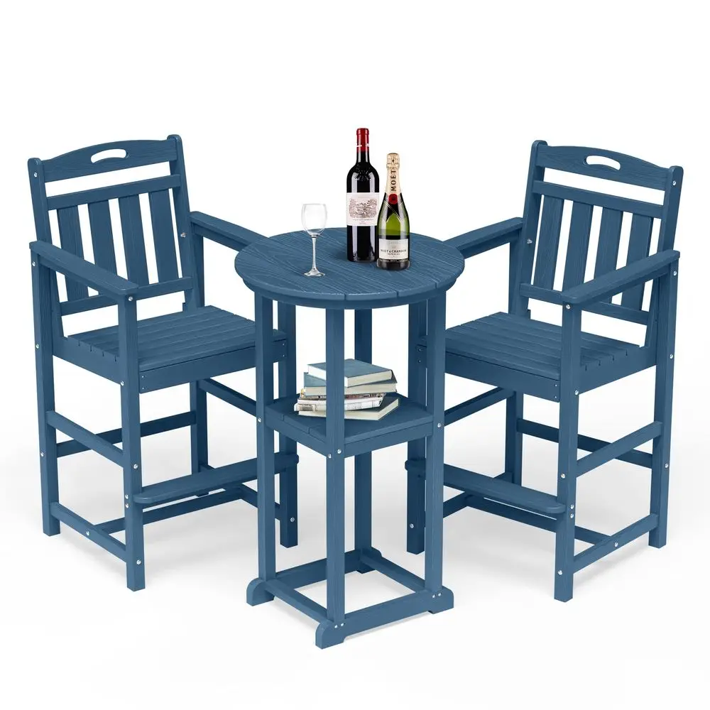 Bistro Bar Set, Patio High Top Table and Bar Height Tall Adirondack Chairs Set of 2, AllWeather HDPE Round Pub Furniture for Ou
Bistro Bar Set, Patio High Top Table and Bar Height Tall Adirondack Chairs Set of 2, AllWeather HDPE Round Pub Furniture for Ou