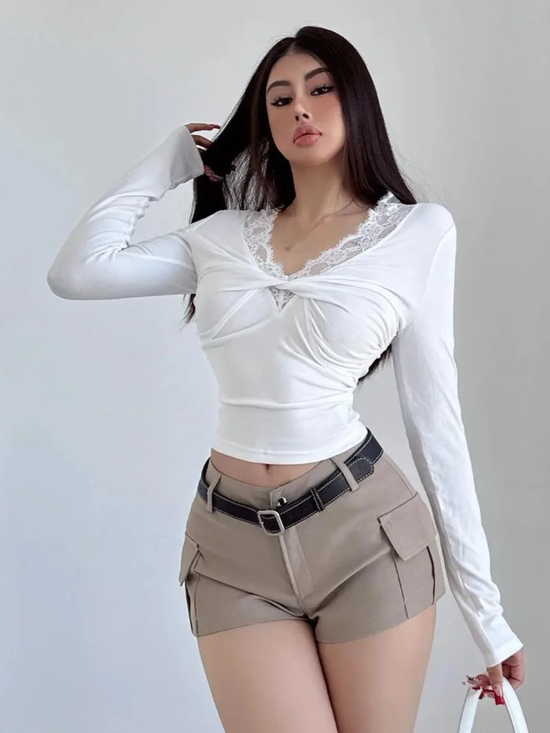 Pure Desire Style Sexy Lace Splicing Long Sleeve T-shirt For Women Slimming Slim Bottom Top Women Tshirt Lace Sexy Tees 4OG2
Pure Desire Style Sexy Lace Splicing Long Sleeve T-shirt For Women Slimming Slim Bottom Top Women Tshirt Lace Sexy Tees 4OG2