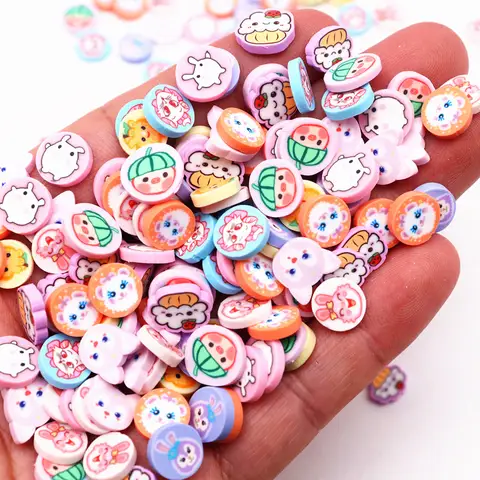 1cm Polymer Clay Slices Cartoon Girls 10mm Hot Soft Pottery for Slime Toys Decoration DIY Nail Art Phone Case Filler Accessories