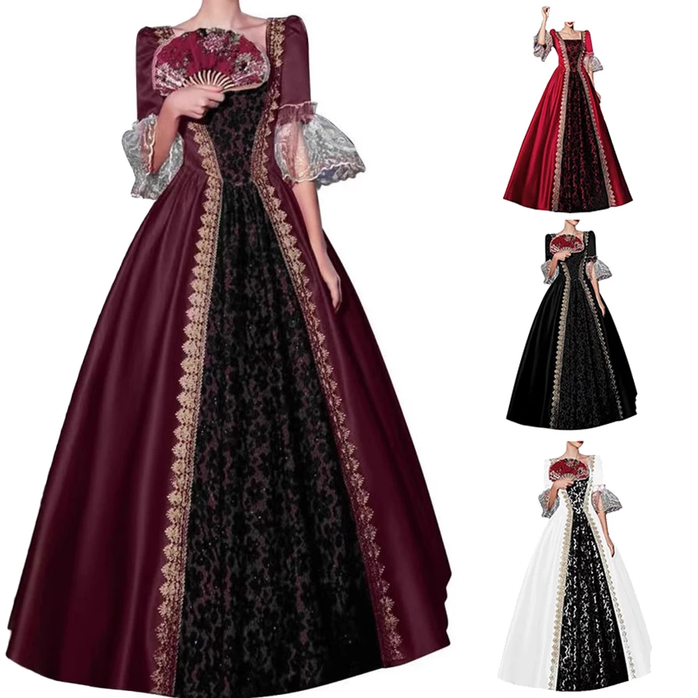 Medieval Court Ladies Cosplay Fantasy Retro Half Sleeve Dress Victorian Lace Stitching Dress Adult Women Fantasia Party Outfits
Medieval Court Ladies Cosplay Fantasy Retro Half Sleeve Dress Victorian Lace Stitching Dress Adult Women Fantasia Party Outfits