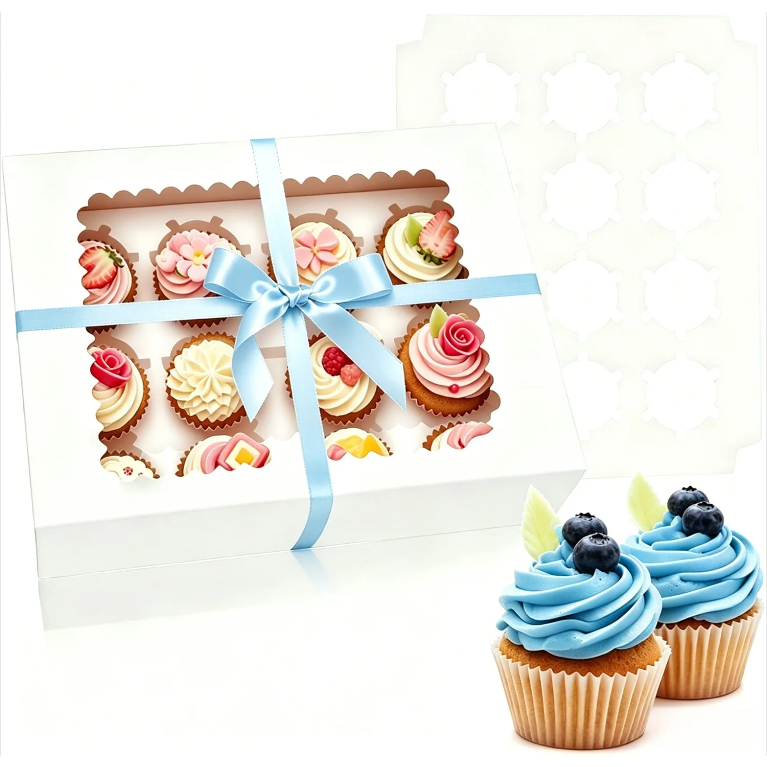 16 Pack Cupcake Boxes Hold 12 Standard Cupcakes, Food Grade Cupcake Holders Bakery Carrier Boxes with Windows and Inserts for Cupcakes, Muffins and Pastries
16 Pack Cupcake Boxes Hold 12 Standard Cupcakes, Food Grade Cupcake Holders Bakery Carrier Boxes with Windows and Inserts for Cupcakes, Muffins and Pastries