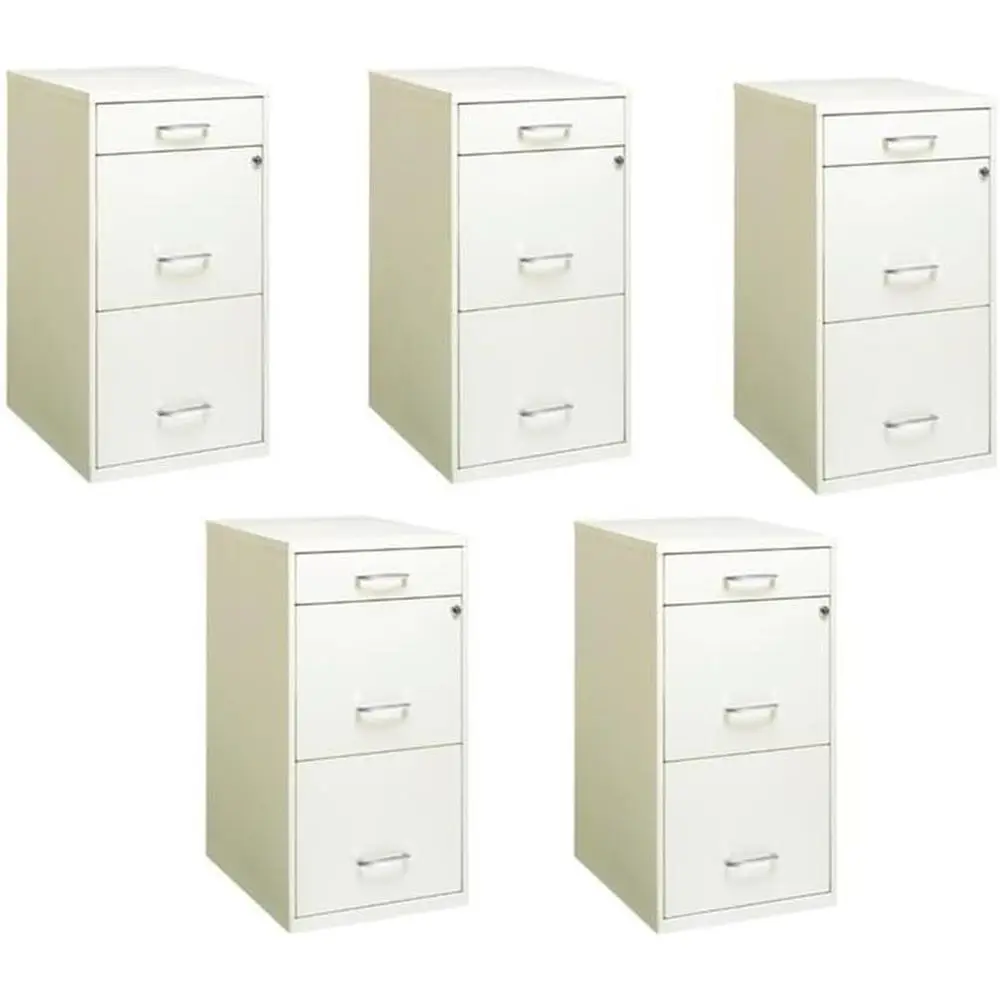 5-Piece Metal Cabinet Set with Pearl White Finish and Pencil Drawer
5-Piece Metal Cabinet Set with Pearl White Finish and Pencil Drawer