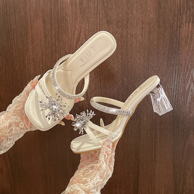 Beautiful Rhinestone Block Heel Slippers for Women in Summer 2026 New Fairy Style Crystal High Heels
Beautiful Rhinestone Block Heel Slippers for Women in Summer 2026 New Fairy Style Crystal High Heels